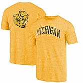 Michigan Wolverines Fanatics Branded Heathered Maize Vault Two Hit Arch T-Shirt,baseball caps,new era cap wholesale,wholesale hats